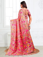 Thumbnail for Anaita Pink Linen Printed Saree With Blouse - Distacart