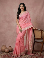 Thumbnail for Anaita Pink Cotton Saree With Blouse - Distacart