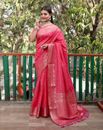 Thumbnail for Lorenvalley Premium Bandhej Patola Silk Sarees with kanchi Borders and Contrast Zari Weaving borders Saree - Pink - Distacart