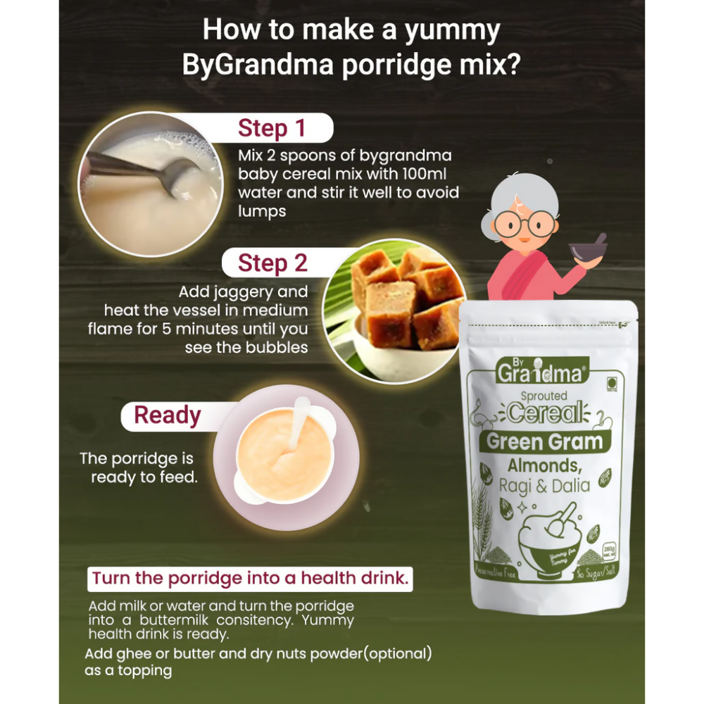 By Grandma Veggies & Nuts – Sprouted Cereal Green Gram, Almond, Ragi and Dalia - Distacart