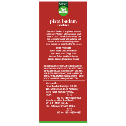 Girnar Chai Nashta - Pista Badam Cookies - Distacart