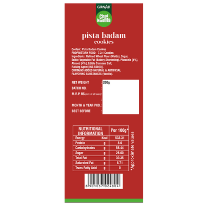 Girnar Chai Nashta - Pista Badam Cookies - Distacart