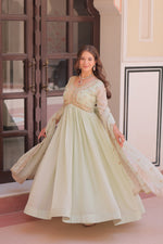 Thumbnail for Lorenvalley Fashion Pista Star Georgette with Beads & Sequins Multi Embroidered work Anarkali Gown with Dupatta