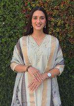 Thumbnail for Lorenvalley Fashion Pista Roman Silk Hand Work Kurta Pant with Dupatta