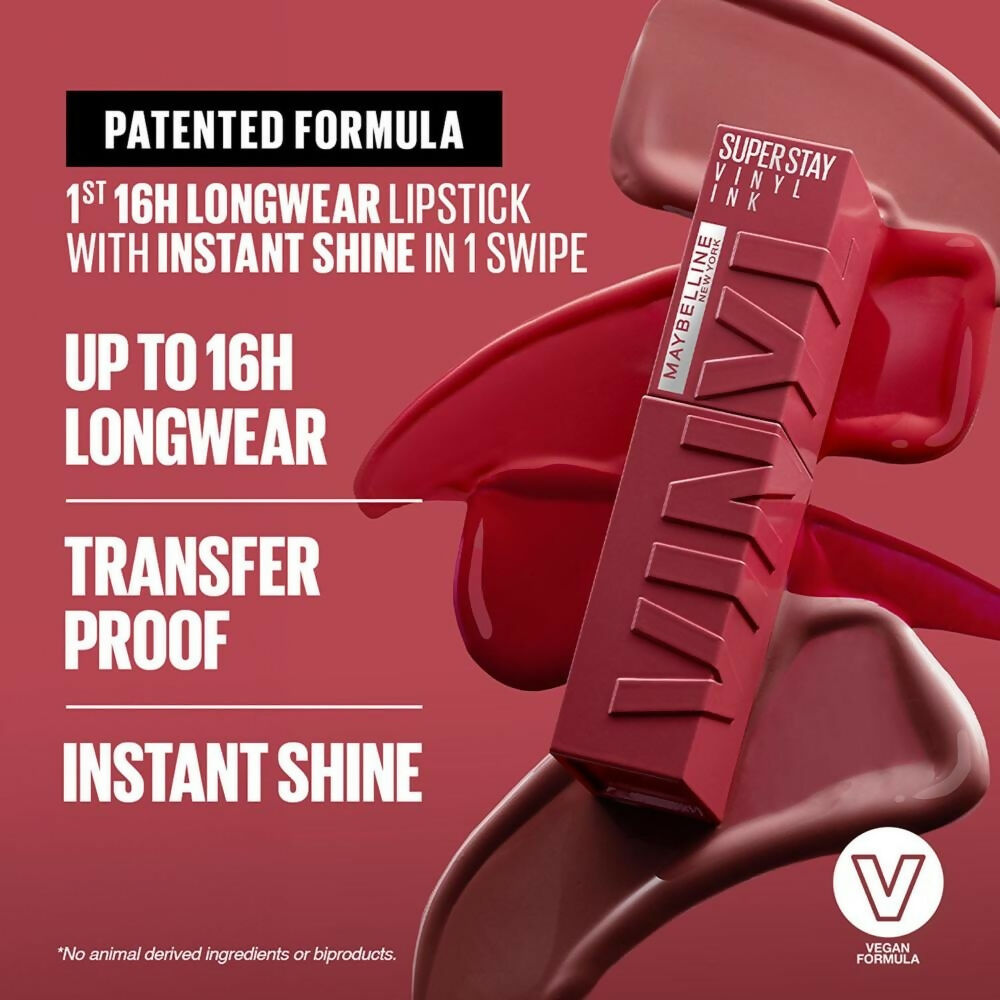 Maybelline New York Super Stay Vinyl Ink Liquid Lipstick, Instant Shine Lasts Up To 16H - Awestruck - Distacart
