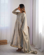 Thumbnail for The52 Women's Beautiful Fandy Silk Fabric Embroidery Work Flared Anarkali Pant and Dupatta Set - Distacart