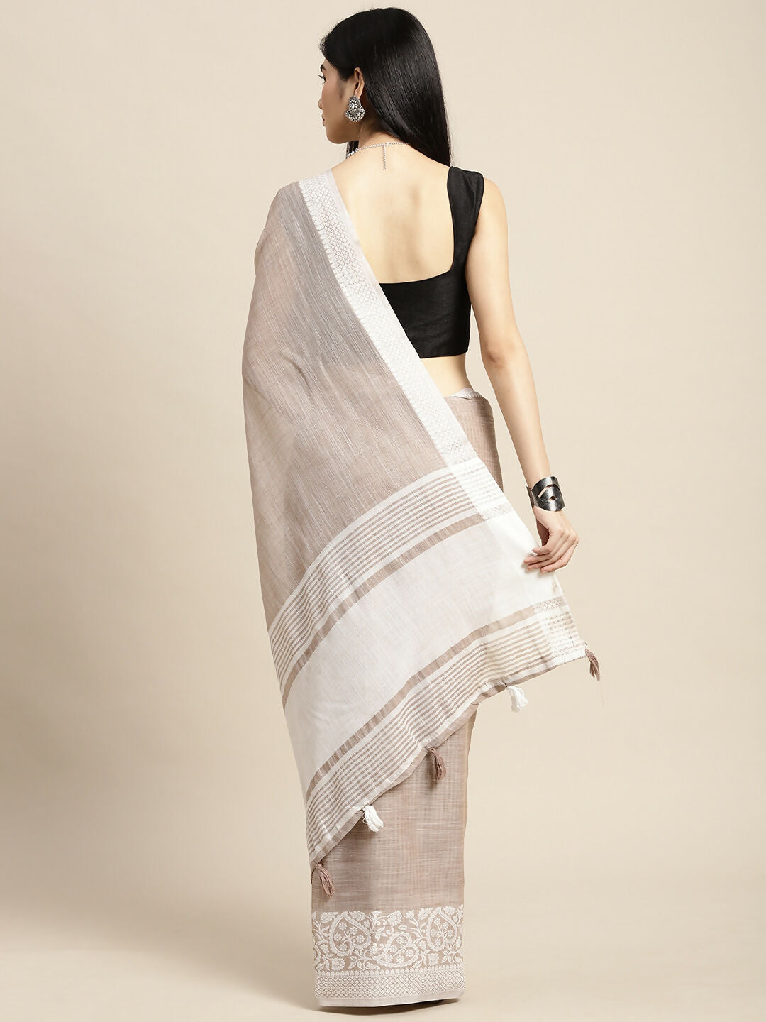 Astita Linen Beige Saree