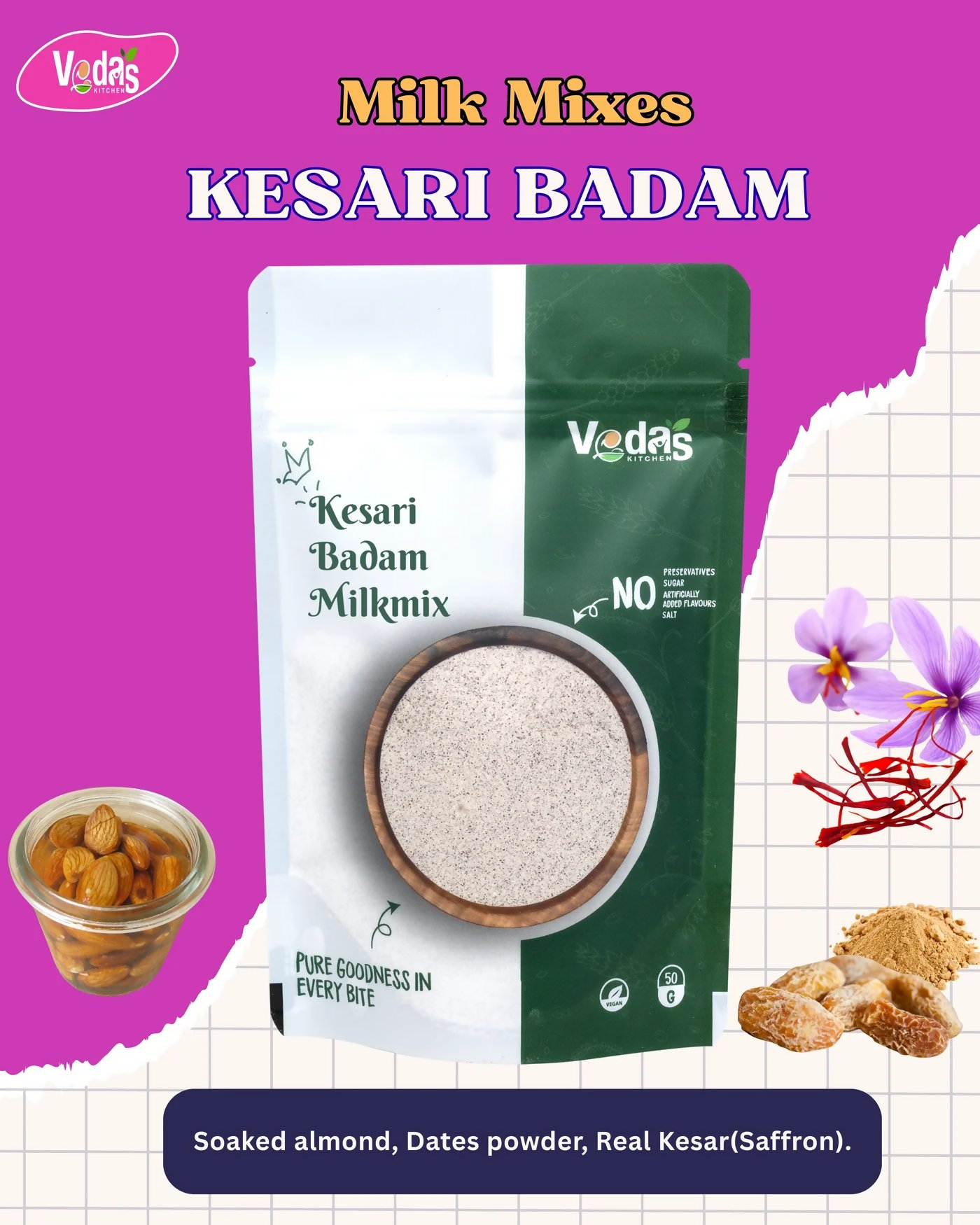 Vedas Kitchen Kesari Badam Milk Mix - Dista