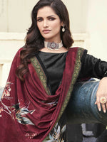 Thumbnail for Jyoti Fashion Women's Black Velvet Floral Digital Printed Kurta with Trouser & Dupatta - Distacart