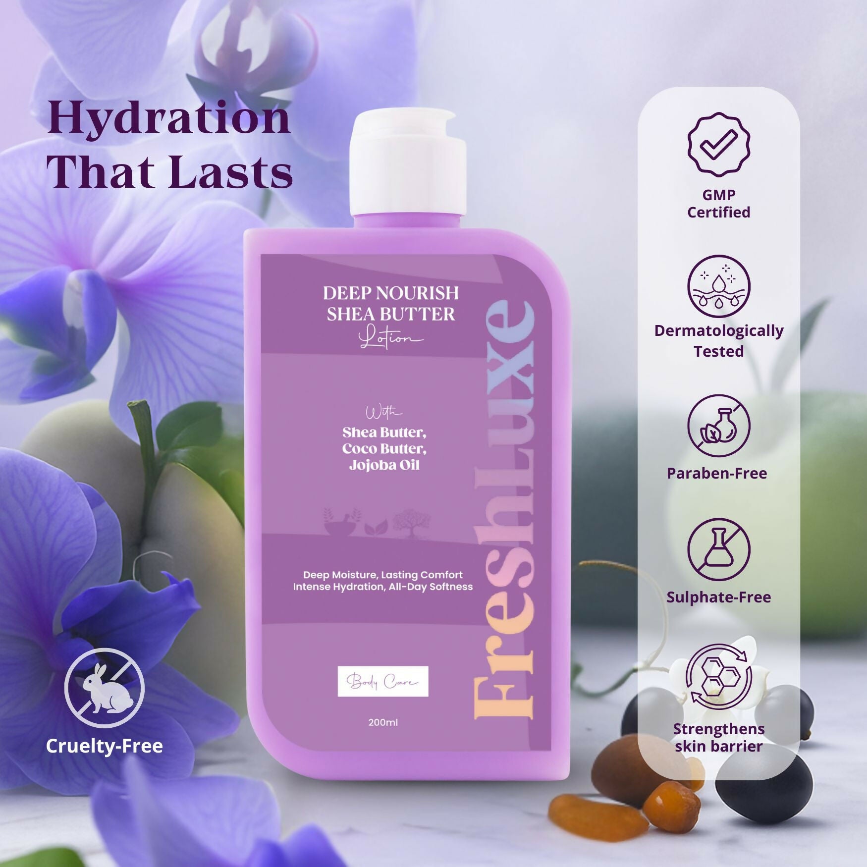 FreshLuxe Shea Butter Lotion with Coco Butter & Jojoba Oil
