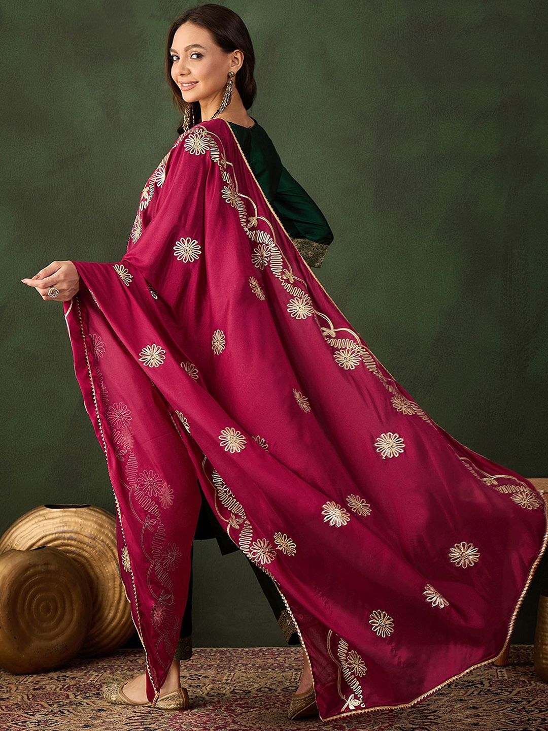 Sangria Woven Design Kurta & Trouser With Dupatta