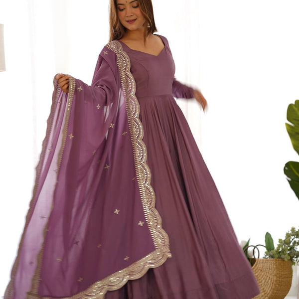 Lehenga Mart Wedding Wear Anarkali Suit With Dupatta - Mauve Pink - Distacart