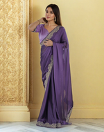Thumbnail for Lorenvalley Fashion Lavender Rangoli Silk with Coding Lace Work Saree with Blouse