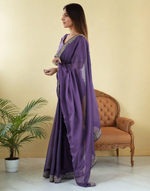 Thumbnail for Lorenvalley Fashion Lavender Rangoli Silk with Coding Lace Work Saree with Blouse