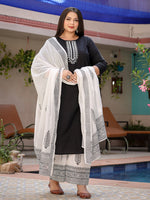Thumbnail for Yufta Plus Size Embroidered Cotton Kurta Dupatta Set - Distacart