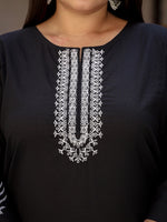 Thumbnail for Yufta Plus Size Embroidered Cotton Kurta Dupatta Set - Distacart