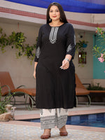 Thumbnail for Yufta Plus Size Embroidered Cotton Kurta Dupatta Set - Distacart