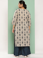 Thumbnail for Yufta Plus Size Ethnic Motifs Printed Regular Cotton Kurta with Palazzos
