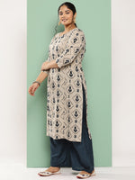 Thumbnail for Yufta Plus Size Ethnic Motifs Printed Regular Cotton Kurta with Palazzos