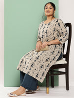 Thumbnail for Yufta Plus Size Ethnic Motifs Printed Regular Cotton Kurta with Palazzos