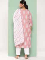 Thumbnail for Yufta Plus Size Ethnic Motifs Printed Regular Kurta with Trousers & With Dupatta