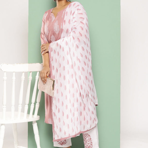 Yufta Plus Size Ethnic Motifs Printed Regular Kurta with Trousers & With Dupatta - Distacart