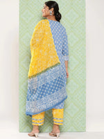 Thumbnail for Yufta Plus Size Ethnic Motifs Printed Thread Work Pure Cotton Kurta Set - Distacart