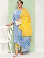 Thumbnail for Yufta Plus Size Ethnic Motifs Printed Thread Work Pure Cotton Kurta Set - Distacart