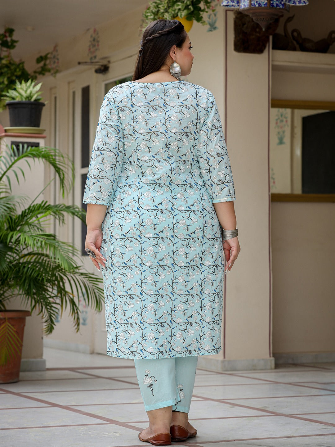 Yufta Plus Size Floral Cotton Kurta Dupatta Set - Distacart