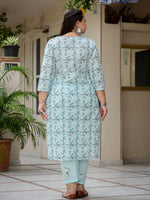 Thumbnail for Yufta Plus Size Floral Cotton Kurta Dupatta Set - Distacart
