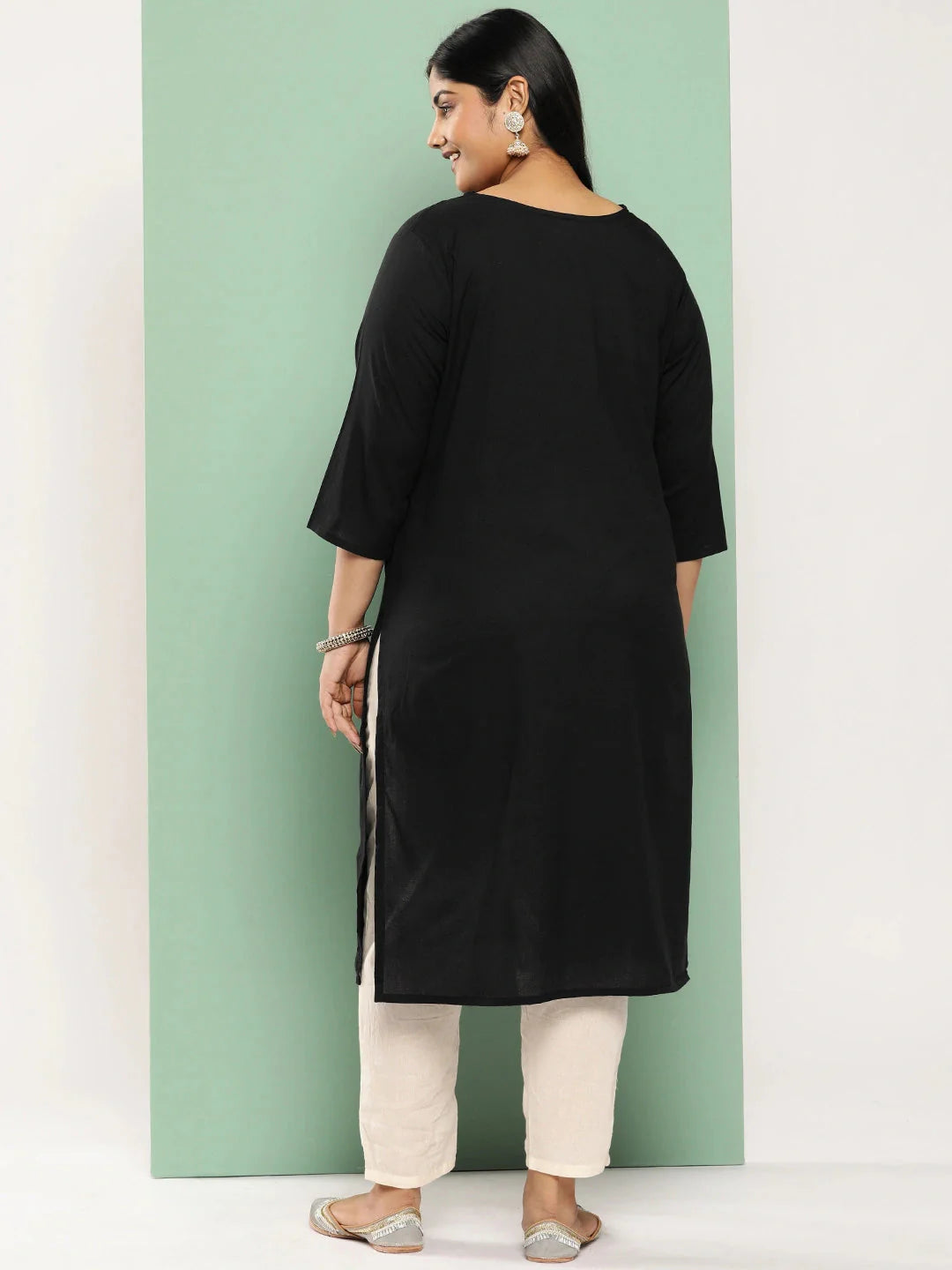 Yufta Black Straight Plus Size Kurta For Women - Distacart