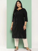 Thumbnail for Yufta Black Straight Plus Size Kurta For Women