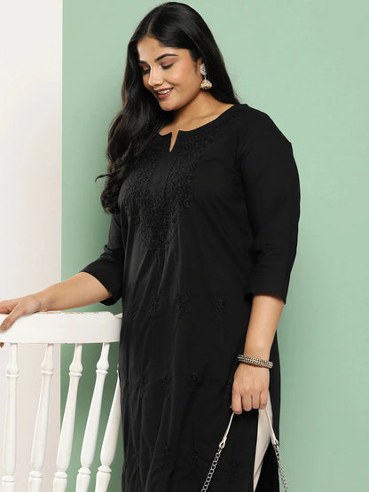 Yufta Black Straight Plus Size Kurta For Women - Distacart