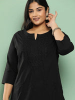 Thumbnail for Yufta Black Straight Plus Size Kurta For Women