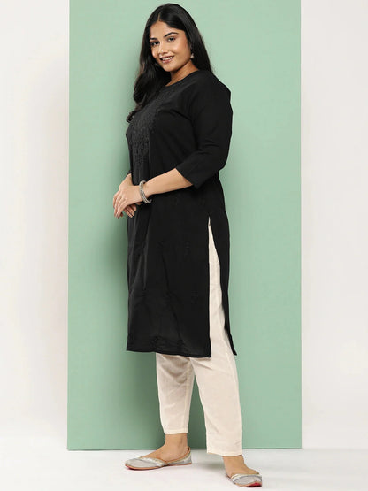 Yufta Black Straight Plus Size Kurta For Women - Distacart