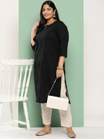 Thumbnail for Yufta Black Straight Plus Size Kurta For Women