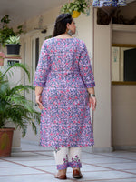 Thumbnail for Yufta Plus Size Lavender & White Printed Dupatta Set