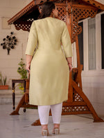Thumbnail for Yufta Light Green Straight Plus Size Kurta Women - Distacart