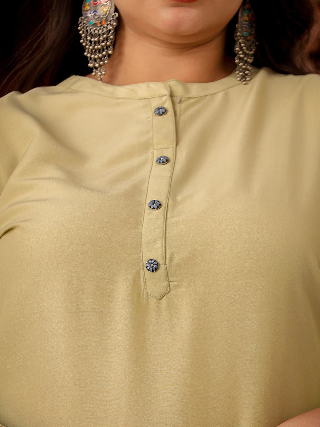 Yufta Light Green Straight Plus Size Kurta Women - Distacart