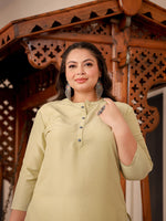 Thumbnail for Yufta Light Green Straight Plus Size Kurta Women - Distacart