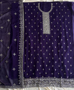 Thumbnail for KC Purple Georgette Straight Suit With Heavy Embroidery - Dista