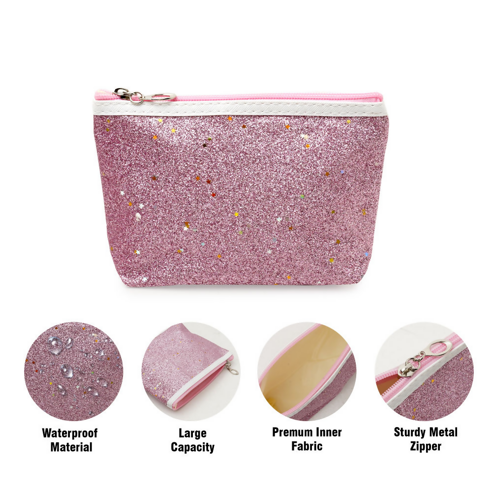 Bronson Professional Glitter Bling Mini Makeup Travel Pouch Kit - Dista
