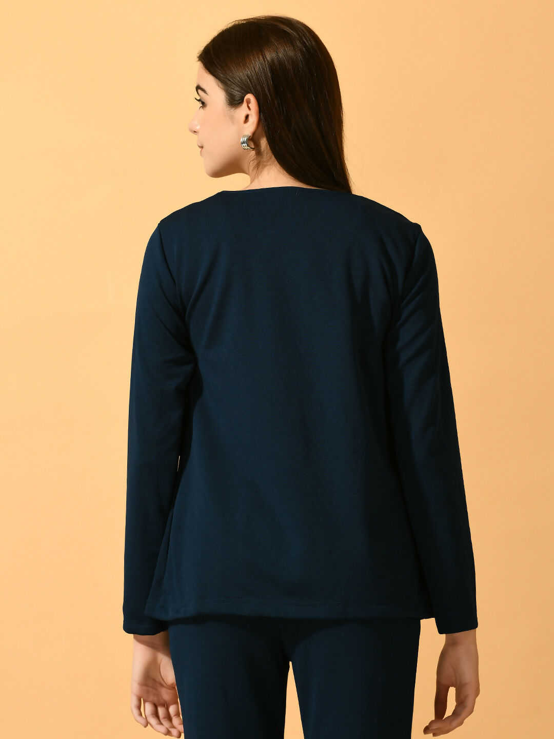 Myshka Women's Navy Blue Solid Solid Jacket - Distacart