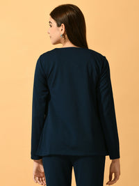 Thumbnail for Myshka Women's Navy Blue Solid Solid Jacket - Distacart