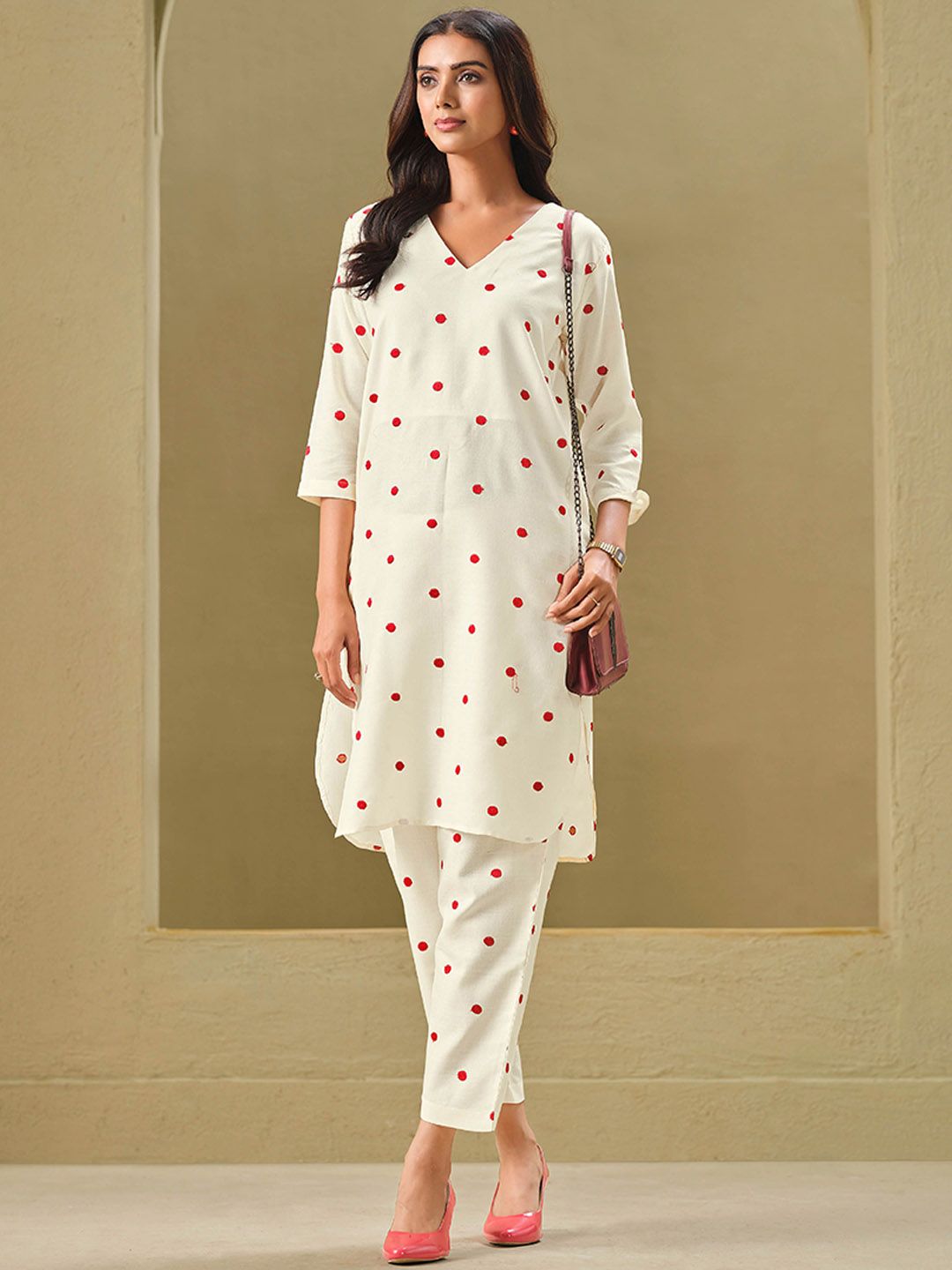 Sangria Embroidered Pure Cotton Kurta Sets - Distacart
