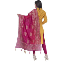 Thumbnail for A R SILK Rani Color Silk Pahadi Print Dupattas and Chunnis