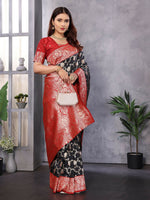 Thumbnail for Joban Fashion Banarasi Black Woven Soft Silk Saree