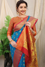Thumbnail for Jyoti Fashion Women's Firozi Banarasi Silk Zari Woven Saree with Blouse - Distacart