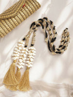 Thumbnail for Ruby Raang Gold Gota Pati Work And Black Thread And Shells With Gold Stones - Distacart