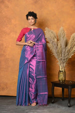 Thumbnail for Very Much Indian Fusion Cotton Tissue Shimmer Saree - Dual Tone Purple - Distacart